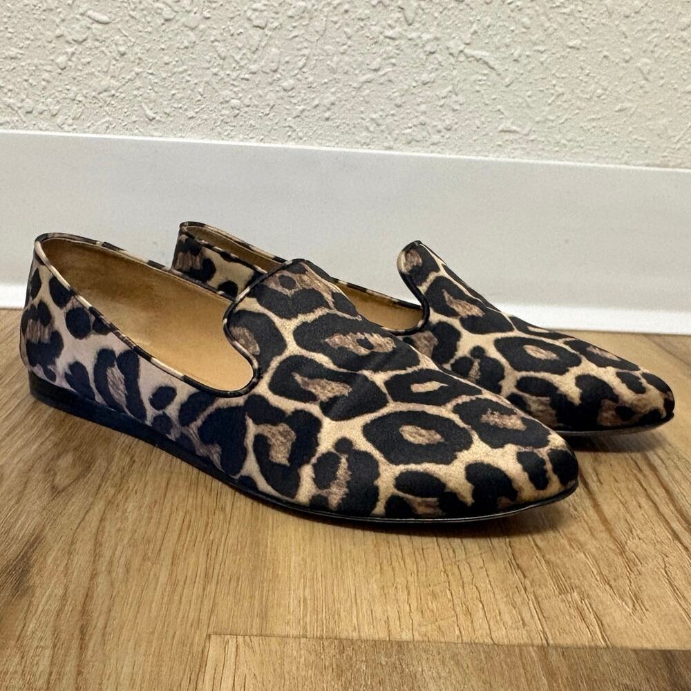 Veronica Beard Satin Leopard slip on loafers Size 7